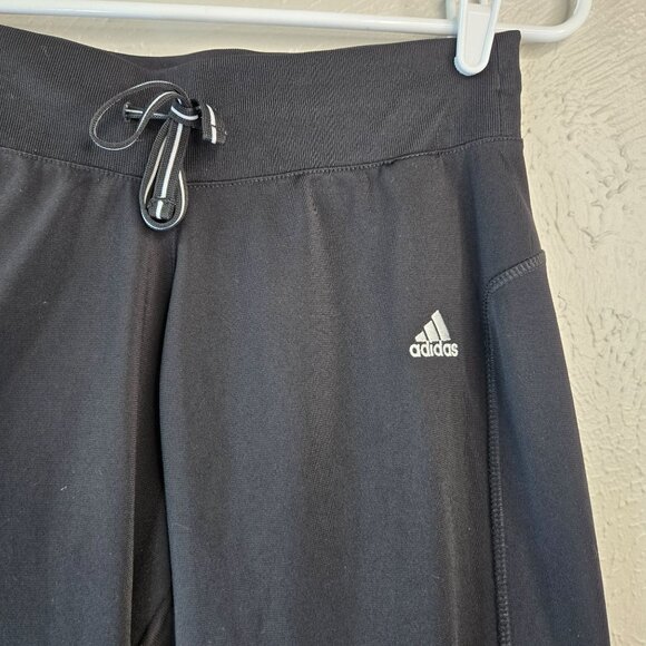 Adidas Track Pants 3 Stripe Black Size Small Stretchy Athletic Workout Pull On - Picture 5 of 12